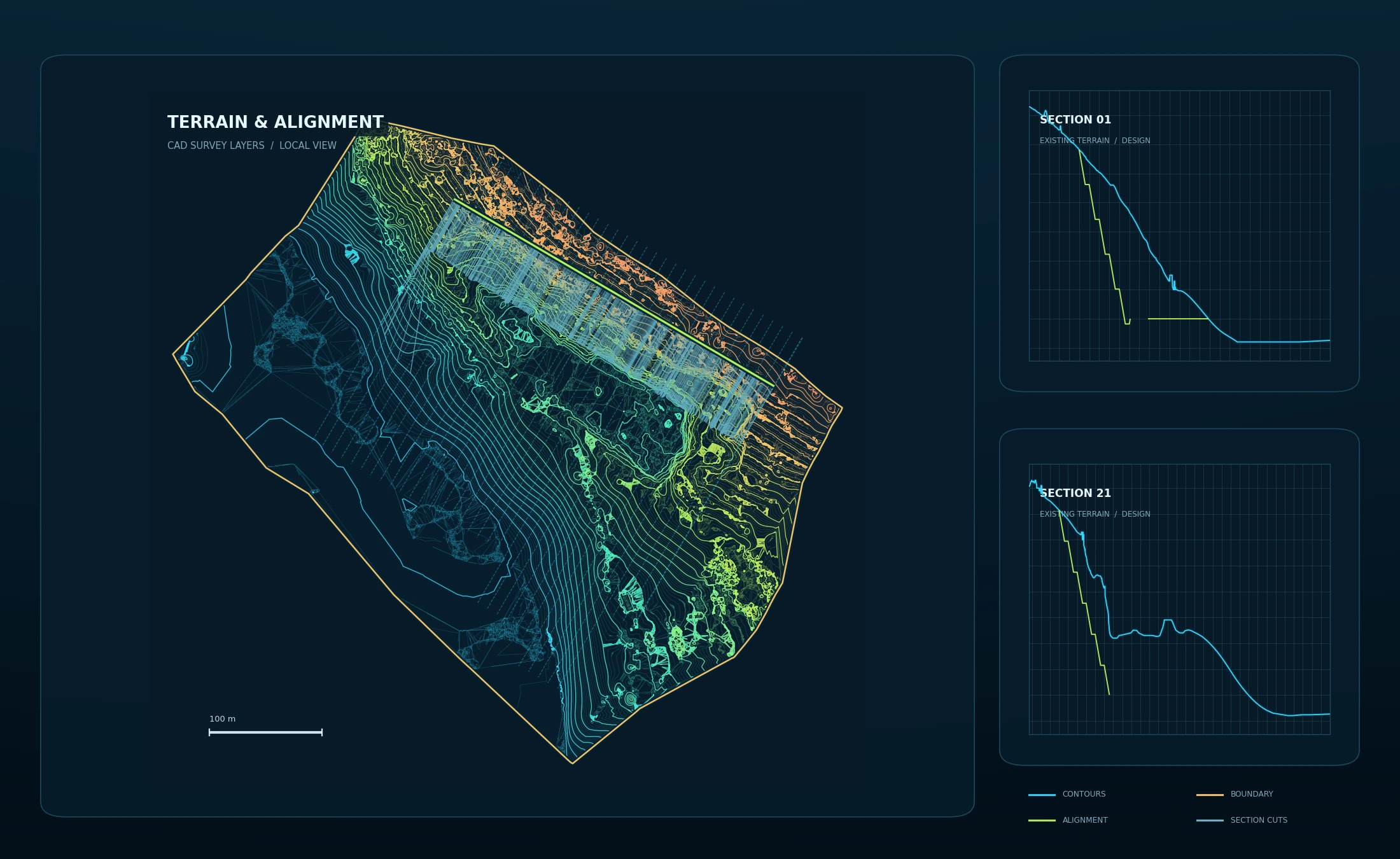 Anonymised CAD terrain model from a real AeroMetrix project